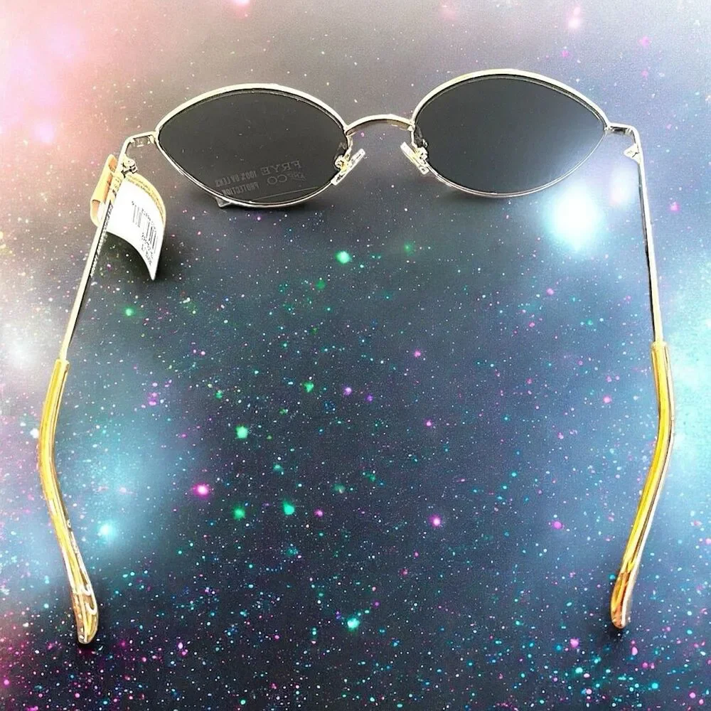 FRYE & CO Metal Almond Sunglasses in Shiny Gold NWOB